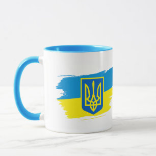 Das Wappen der Ukraine auf der Staatsflagge Tasse