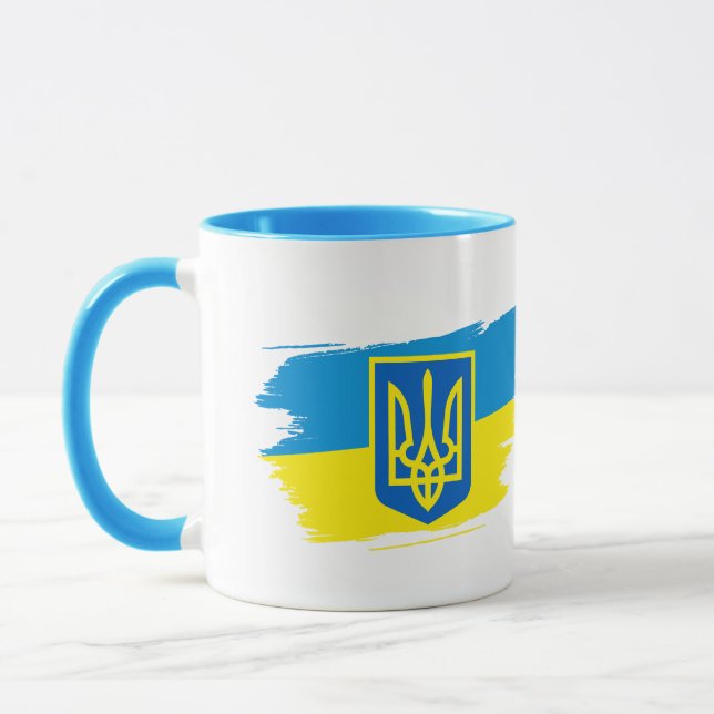 Das Wappen der Ukraine auf der Staatsflagge Tasse (Links)