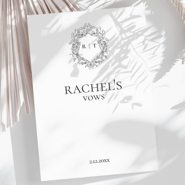 Das Wappen für die Hochzeit von Elegant Bride Begleitkarte (Elegant Bride's Wedding vows monogram crest Enclosure Card)