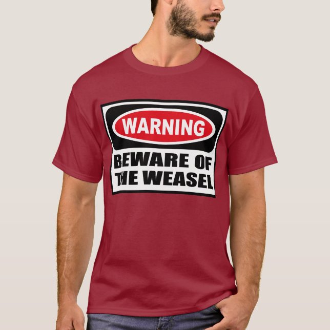 Das Warnen PASSEN vom dunklen T - Shirt der WEASEL (Vorderseite)