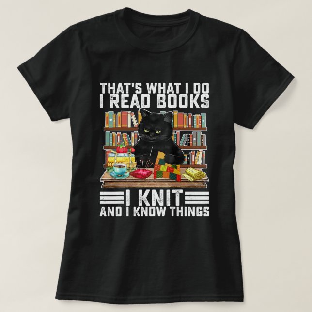 Das, was ich lese Bücher, die ich Strick Funny Cat T-Shirt (Design vorne)