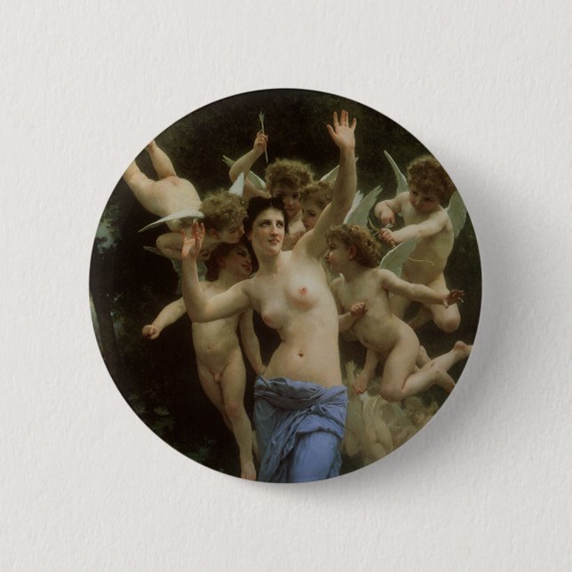 Das Wasp-Nest von William Adolphe Bouguereau Button (Vorderseite)