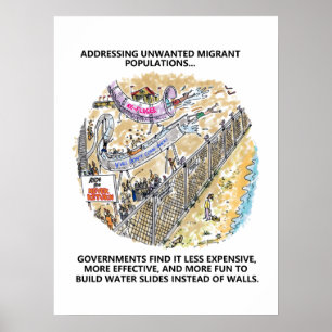 Das Wasser der Flüchtlinge rutscht mattes Plakat