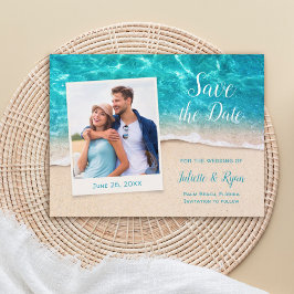 Das Wasser und das Foto von Sand Save the Date Postkarte