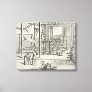 "Das Weaving von Blume'd Silks", zwei Frauen am Ar Leinwanddruck