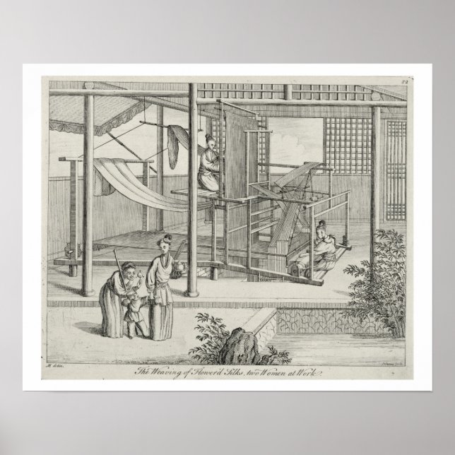 "Das Weaving von Blume'd Silks", zwei Frauen am Ar Poster (Vorne)
