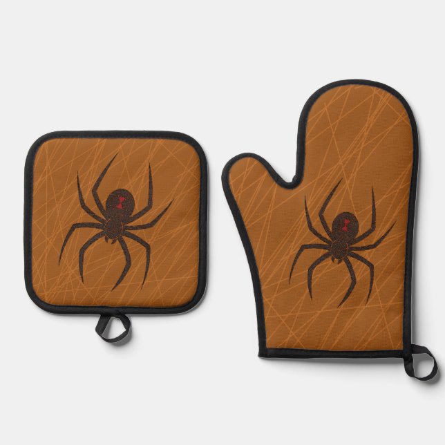 Das Web der Spinne Ofenhandschuh & Topflappen-Set (Vorderseite)