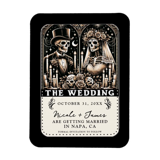 DAS WEDD-Tarot-Skelette Save the Date Magnet (Vertikal)