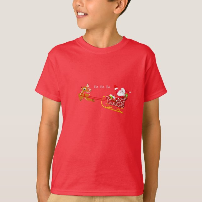 Das Weihnachten Shirt-Sankt u. Rudolph des Jungen T-Shirt (Vorderseite)