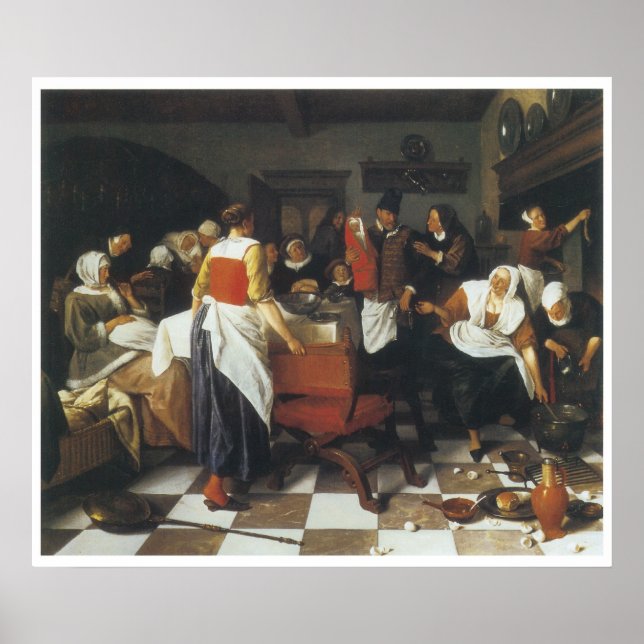 Das Weihnachtsfest, 1664 Jan Steen Poster (Vorne)