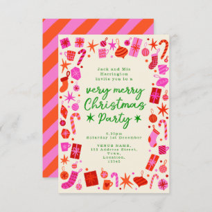 Das Weihnachtsfest in Rosa und Rot lädt zum Party  Einladung