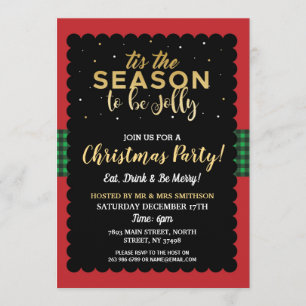 Das Weihnachtsfest Party Jolly Karo Einladung
