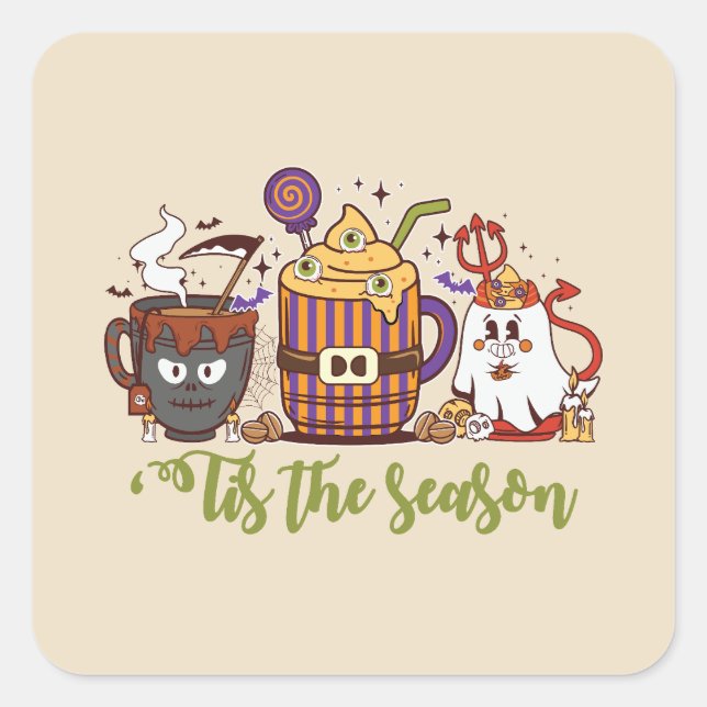 "Das Weihnachtskaffee Quadratischer Aufkleber (Vorderseite)