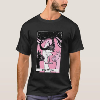 Das Wein trinken Funny Couple Cat Tarot Card Cres T-Shirt