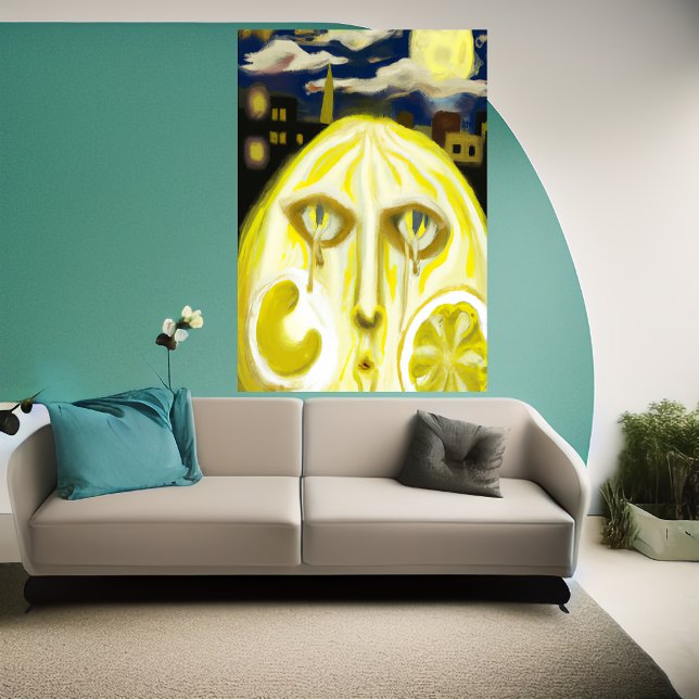 Das weinende gelbe Zitronengesicht | AI Art Poster (Von Creator hochgeladen)