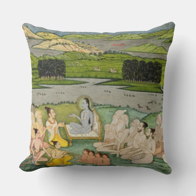 Das weise Shuku Deva, das zu König Parikshit u. a Kissen (Vorderseite)