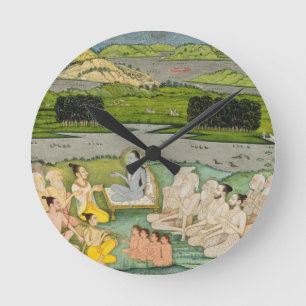 Das weise Shuku Deva, das zu König Parikshit u. a Runde Wanduhr