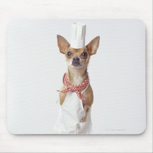 Das Weiß des Chihuahuahundetragenden Koch, Mousepad