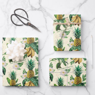 Das weiße Ananas-Paradies-Muster Geschenkpapier Set