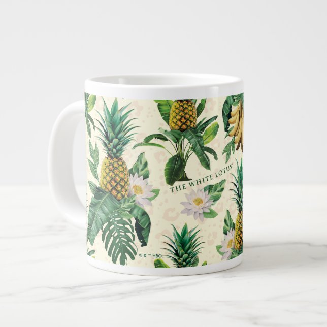 Das weiße Ananas-Paradies-Muster Jumbo-Tasse (Vorderseite Links)