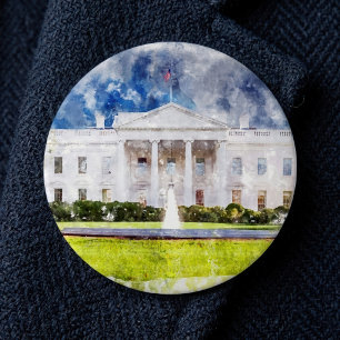 Das Weiße Haus in Washington DC Aquarell Button