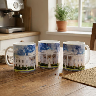 Das Weiße Haus in Washington DC Aquarell Kaffeetasse