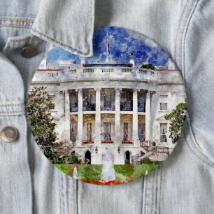 Das Weiße Haus in Washington DC in Watercolor Button