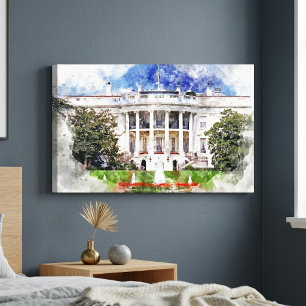 Das Weiße Haus in Washington DC in Watercolor Leinwanddruck