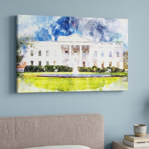 Das Weiße Haus in Washington DC Wasserfarbe Leinwanddruck