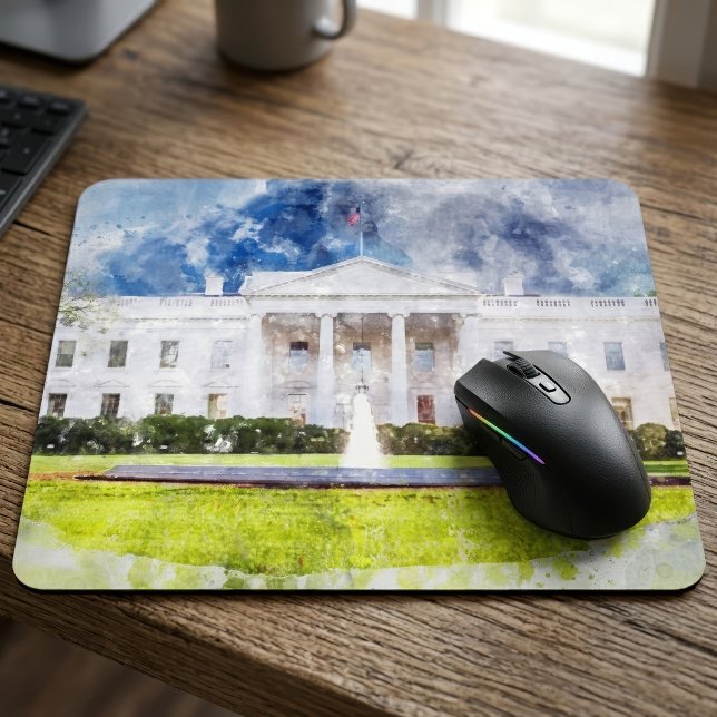 Das Weiße Haus in Washington DC Wasserfarbe Mousepad (The White House in Washington DC Watercolor. Mouse Pad)