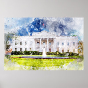 Das Weiße Haus in Washington DC Wasserfarbe Poster