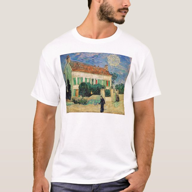 Das Weiße Haus Vincent van Goghs | nachts, 1890 T-Shirt (Vorderseite)