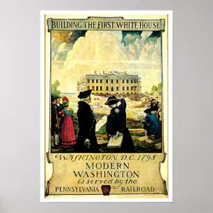 Das Weiße Haus Washington D.C. Vintage Travel Poster