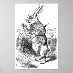 Das weiße Kaninchen mit Uhren Poster