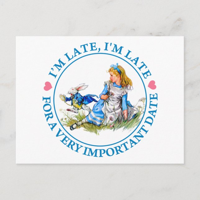 Das weiße Kaninchen rost durch Alice im Wunderland Postkarte (Vorderseite)