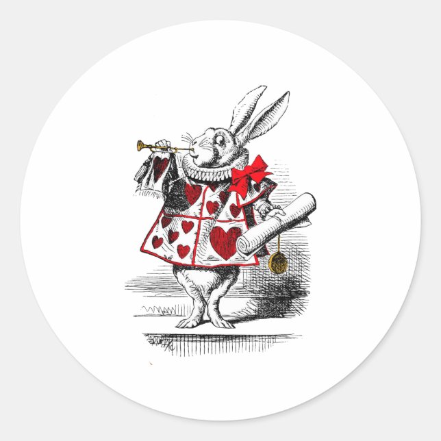 Das weiße Kaninchen Runder Aufkleber (Vorderseite)