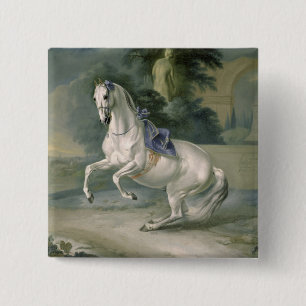 Das weiße "Leal" levade en des Stallion, 1721 Button