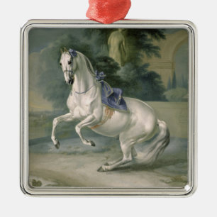 Das weiße "Leal" levade en des Stallion, 1721 Ornament Aus Metall