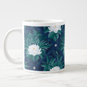 Das weiße Lotus Midnight Lotus-Muster Jumbo-Tasse