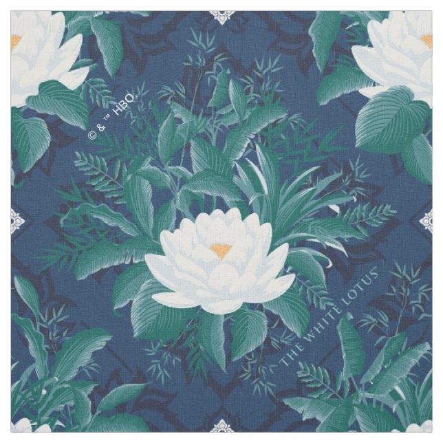 Das weiße Lotus Midnight Lotus-Muster Stoff (Muster)