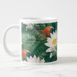 Das weiße Lotus tropische Vögel & Lotus Muster Jumbo-Tasse