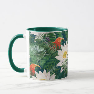 Das weiße Lotus tropische Vögel & Lotus Muster Tasse