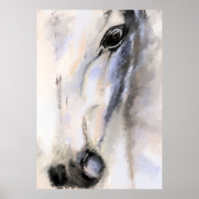 Das weiße Pferd - Originalgemälde Poster (Vorne)