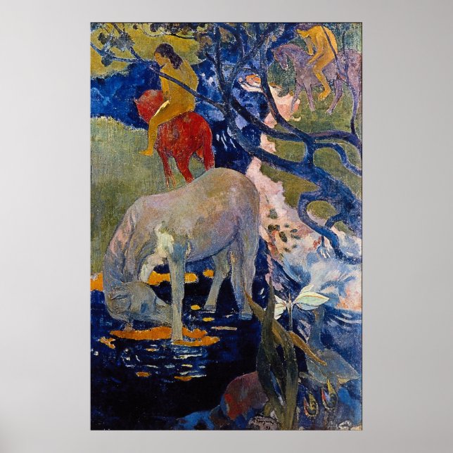 Das Weiße Pferd von Eugène Henri Paul Gauguin Poster (Vorne)