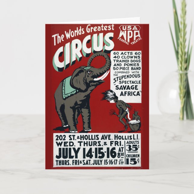 Das Weltbeste Circus Vintage Poster Karte (Vorderseite)
