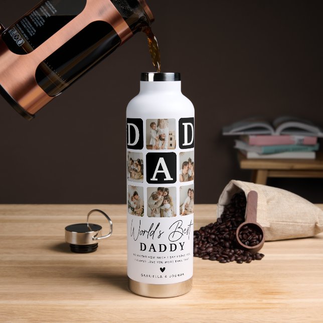 Das weltbeste Daddy Modern Multi Foto Grid Trinkflasche (Kaffee)