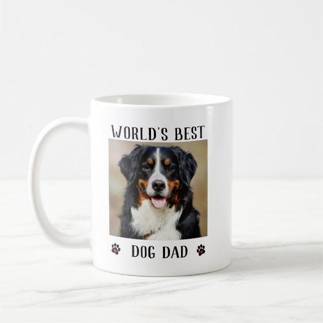 Das weltbeste Dog Vater Paw Prints Pet Foto Kaffeetasse (Links)