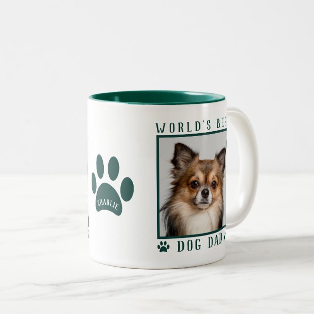 Das weltbeste Foto für Hunde-Vater mit dem Namen P Zweifarbige Tasse (VorderseiteRechts)