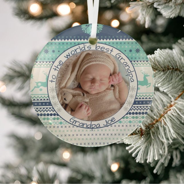 Das weltbeste Grand-Nordic-Rentier-Baby-Foto Ornament Aus Glas (Von Creator hochgeladen)