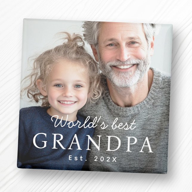Das weltbeste Großvater-Foto im letzten Jahr Magnet (World's best grandpa grandfather est year photo magnet)